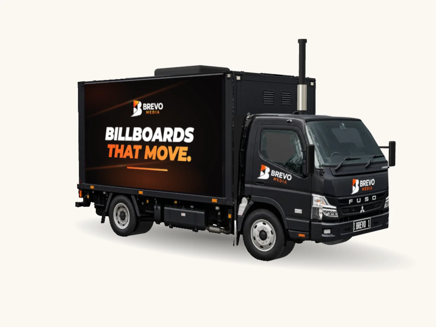 BREVO 1, a Brevo Media mobile LED billboard truck, shown in 3D